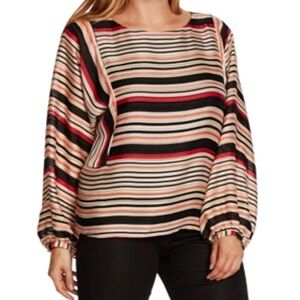 Vince Camuto Women's Dolman Balloon Sleeve Striped Multicolor Size PL